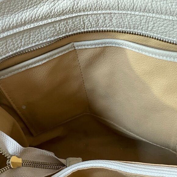 Italian Made Real Leather Tricolor Satchel Bag – Blue, Cream & Pink - Picture 10 of 10